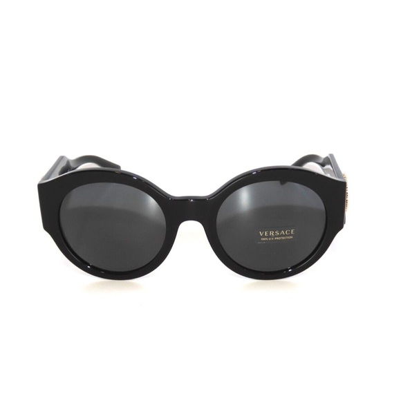 Versace 4380B 4380 GB1/87 Black Gold Grey Sunglasses Round main image 4